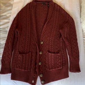Burgundy Maroon Knitted Oversized Cardigan